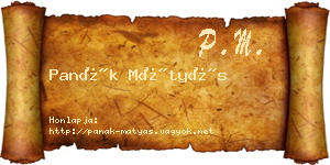 Panák Mátyás névjegykártya